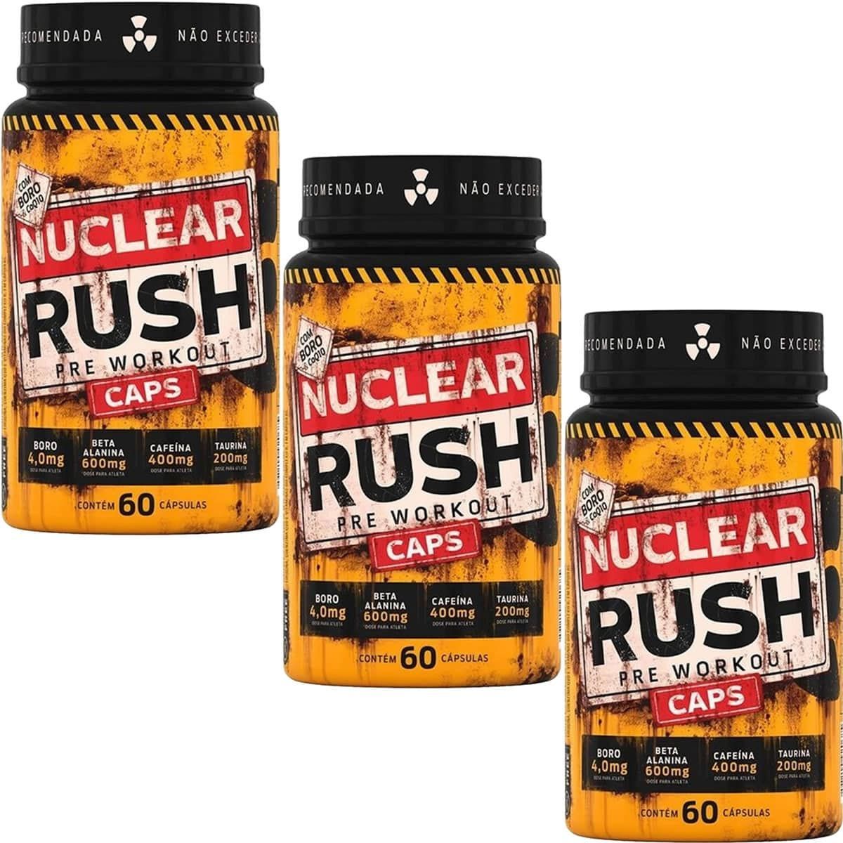 Kit 3X Nuclear Rush Caps Pre Workout - 60 C�psulas - BodyAction