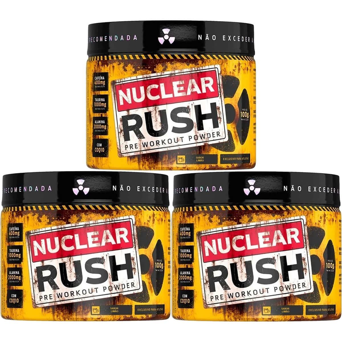 Kit 3X Nuclear Rush Pre Workut Powder - 100g Lim�o - BodyAction