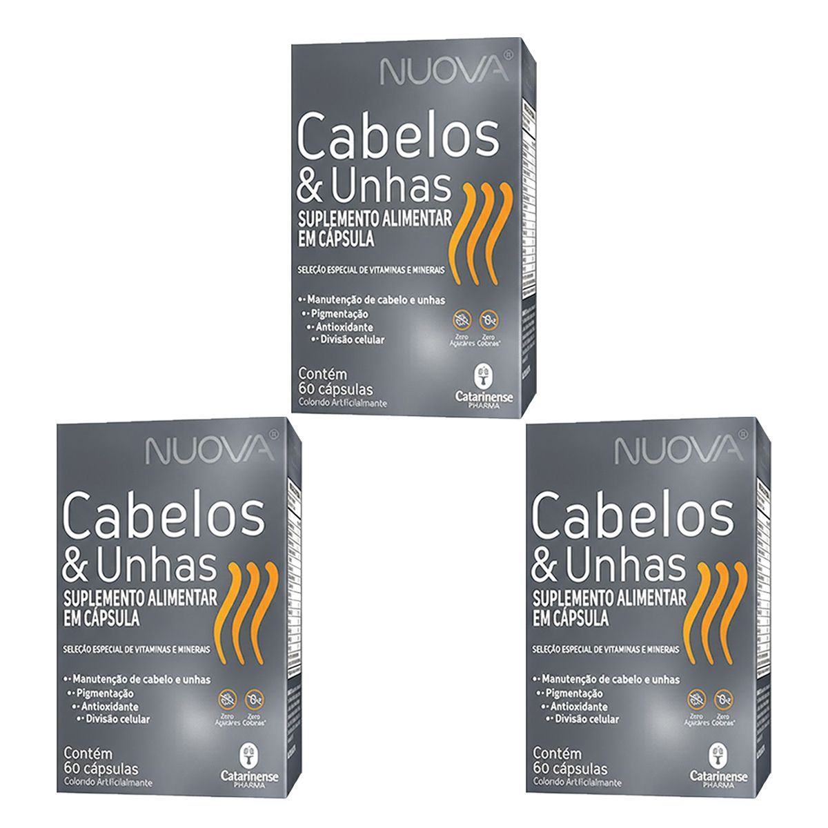 Kit 3X Nuova Cabelos E Unhas - 60 C�psulas - Catarinense Nutri��o