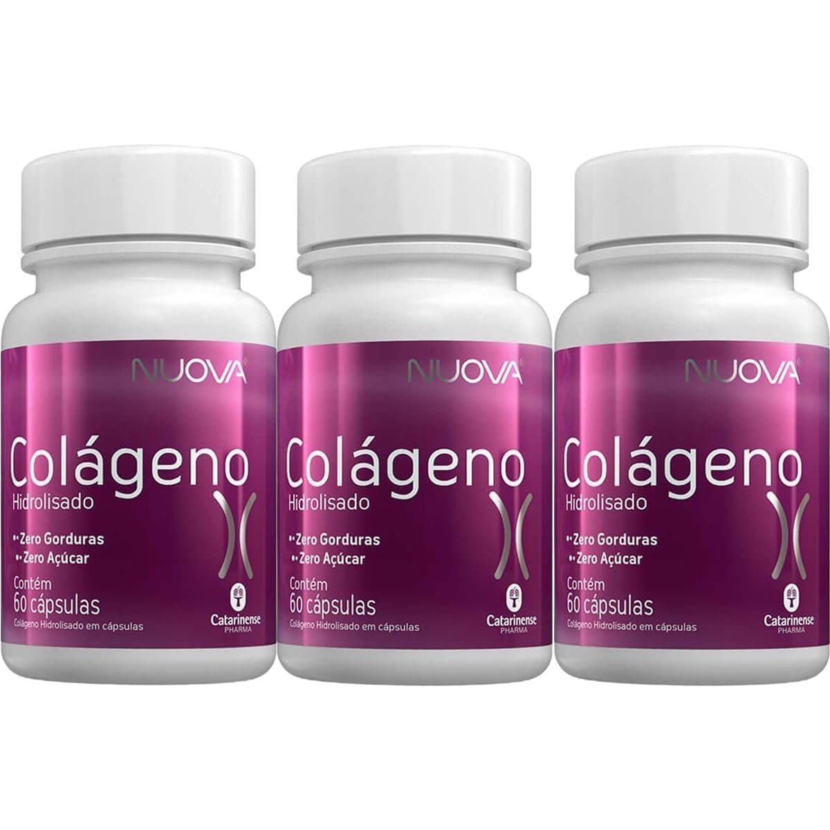 Kit 3X Nuova Col�geno Hidrolisado - 60 C�psulas - Catarinense Nutri��o
