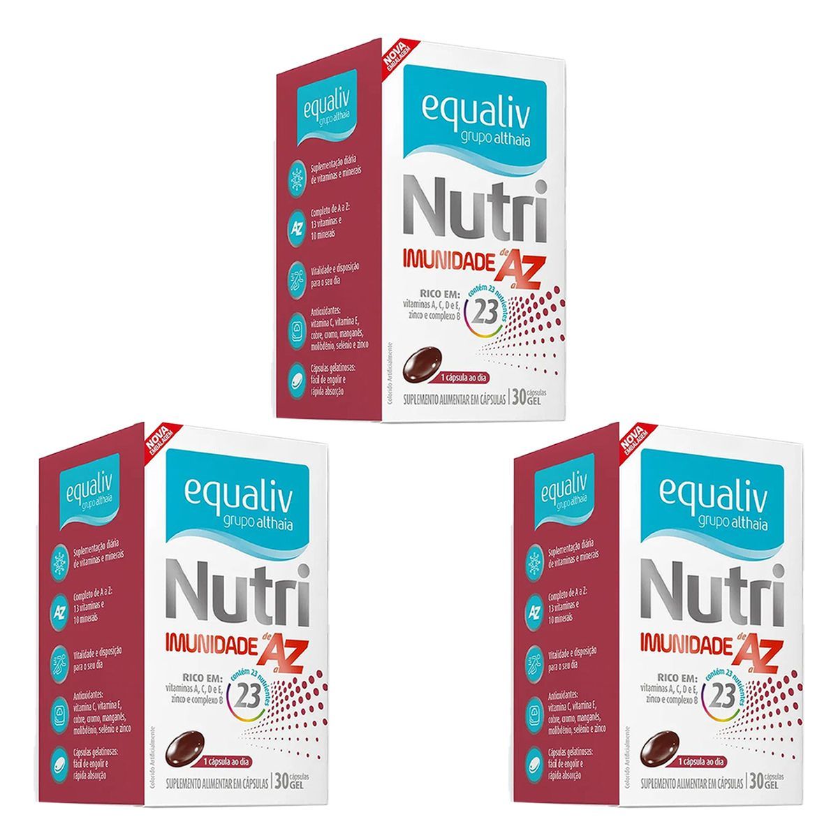 Kit 3X Nutri Imunidade AZ - 30 C�psulas - Equaliv