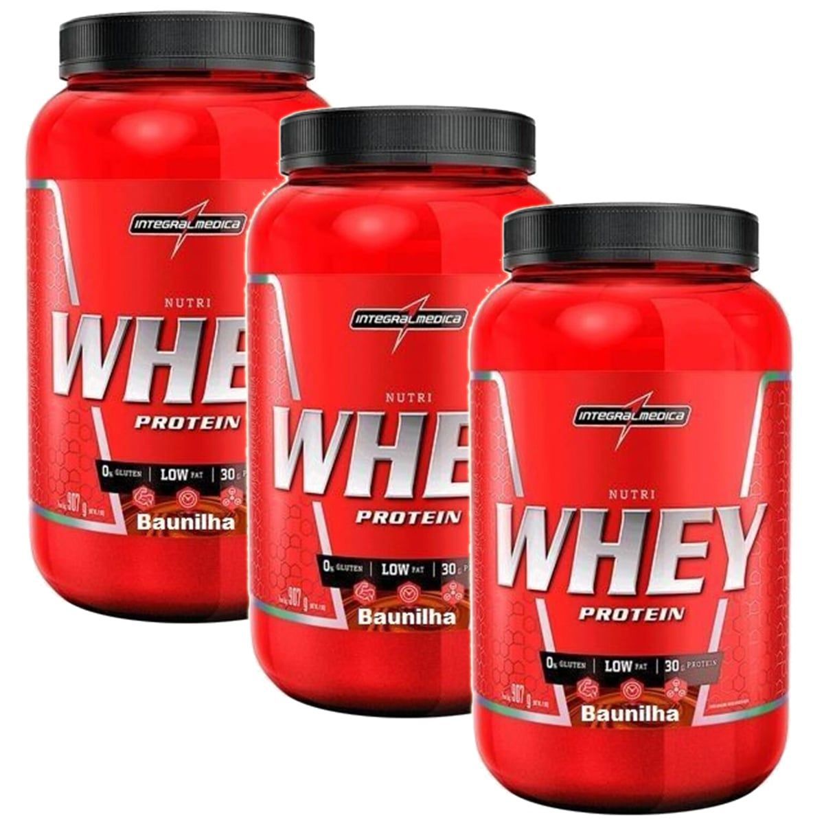 Kit 3X Nutri Whey Protein - 907g Baunilha - IntegralM�dica
