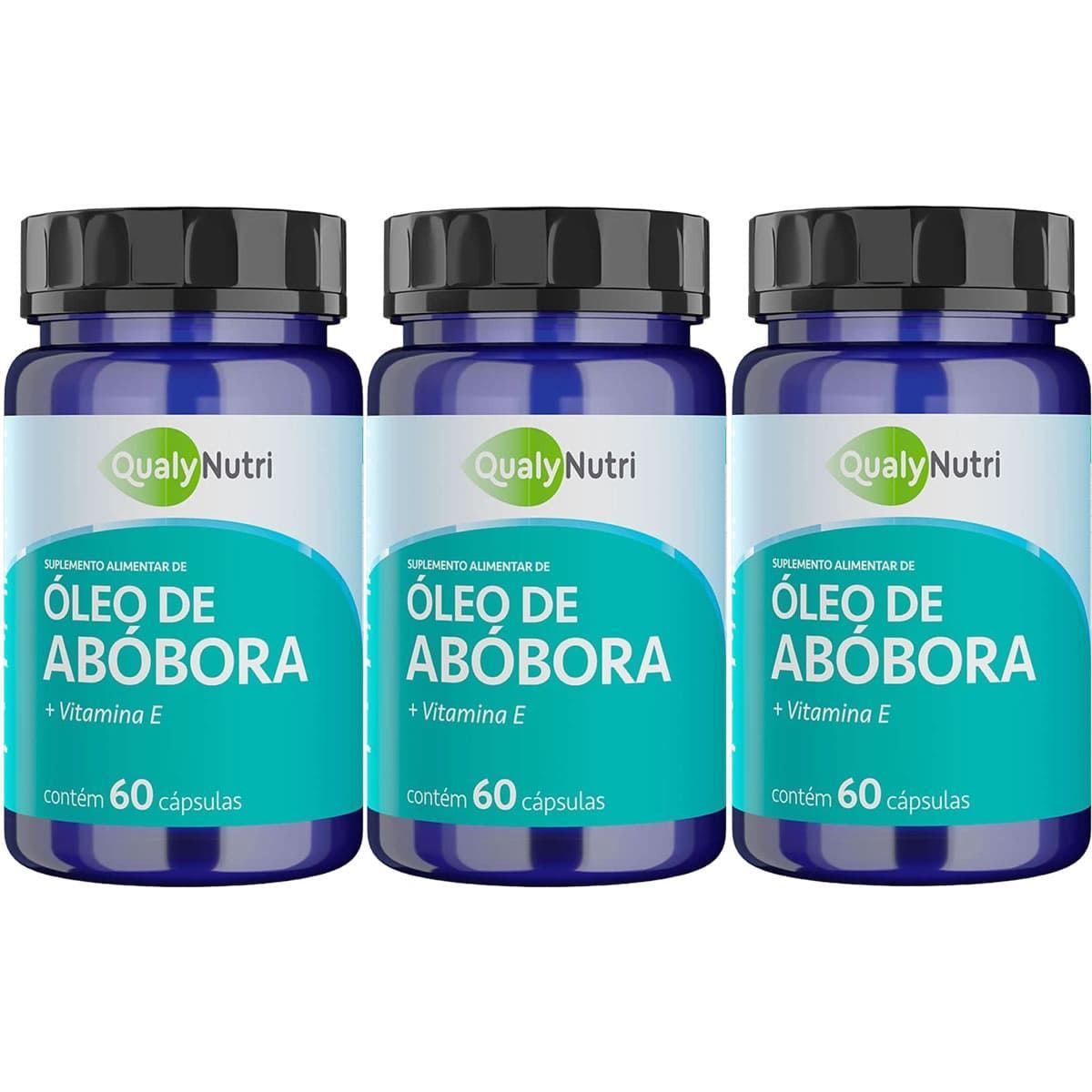 Kit 3X �leo de Ab�bora + Vitamina E - 60 C�psulas - QualyNutri