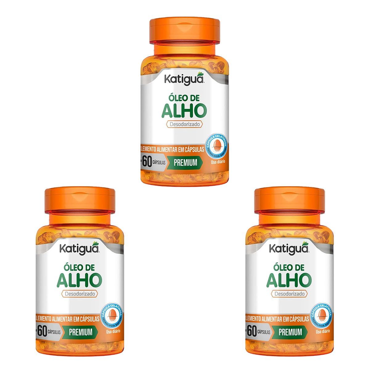 Kit 3X �leo de Alho - 60 C�psulas - Katigu�