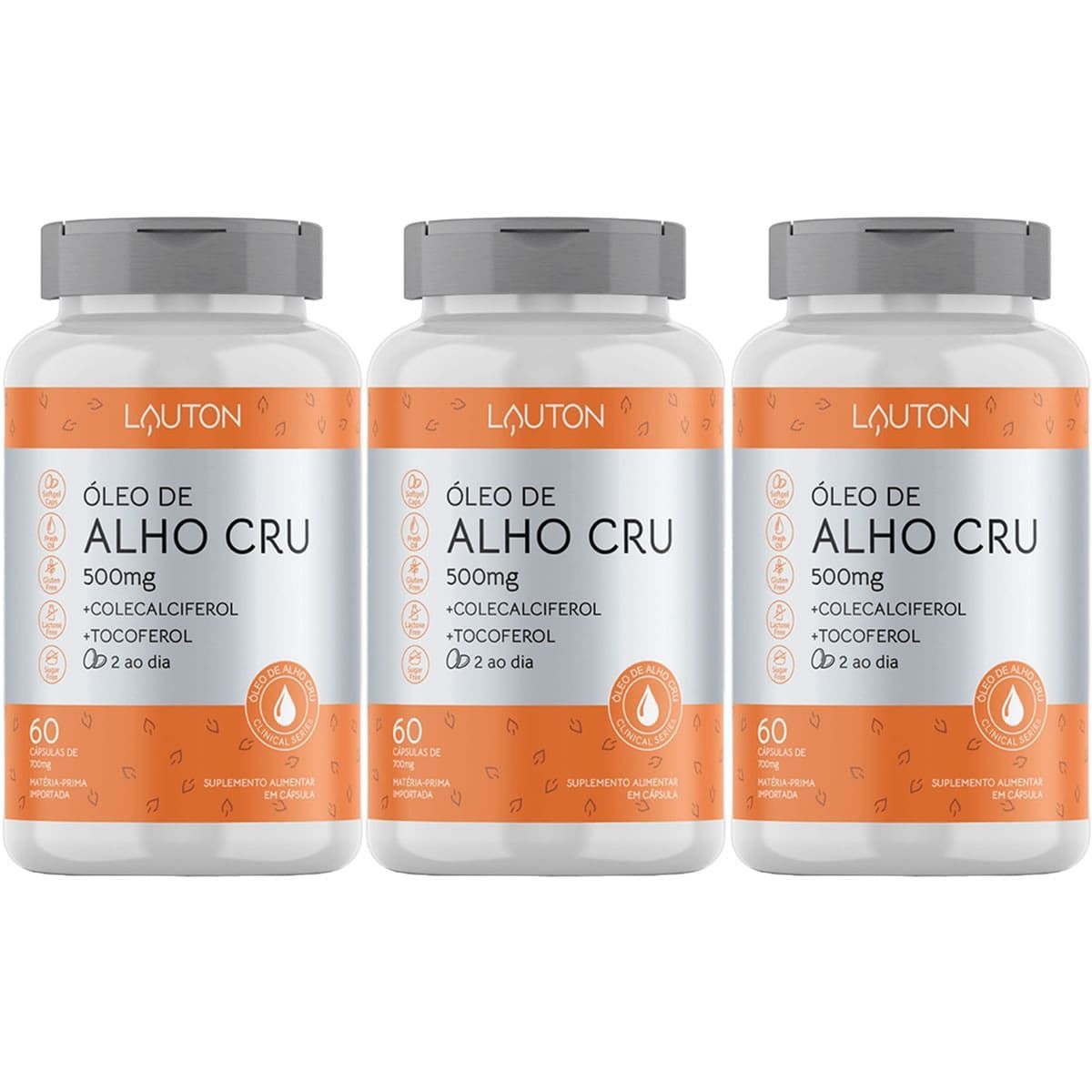 Kit 3X �leo de Alho Cru - 60 C�psulas - Lauton Nutrition