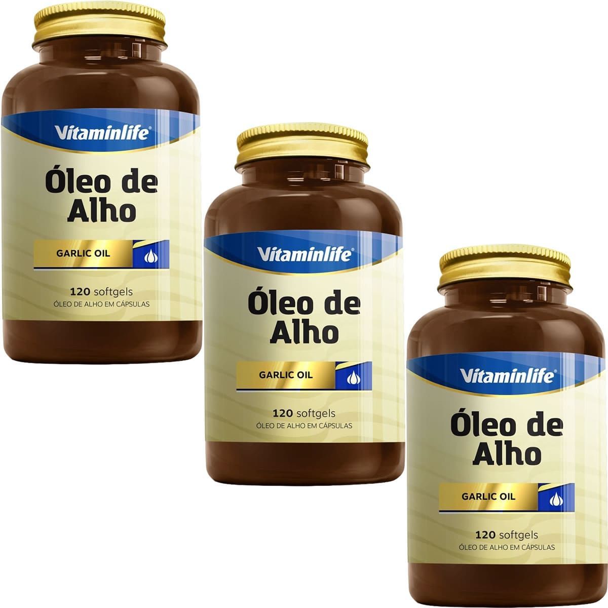 Kit 3X Oleo de Alho Garlic Oil 250mg - Alicina 120 c�psulas - VitaminLife