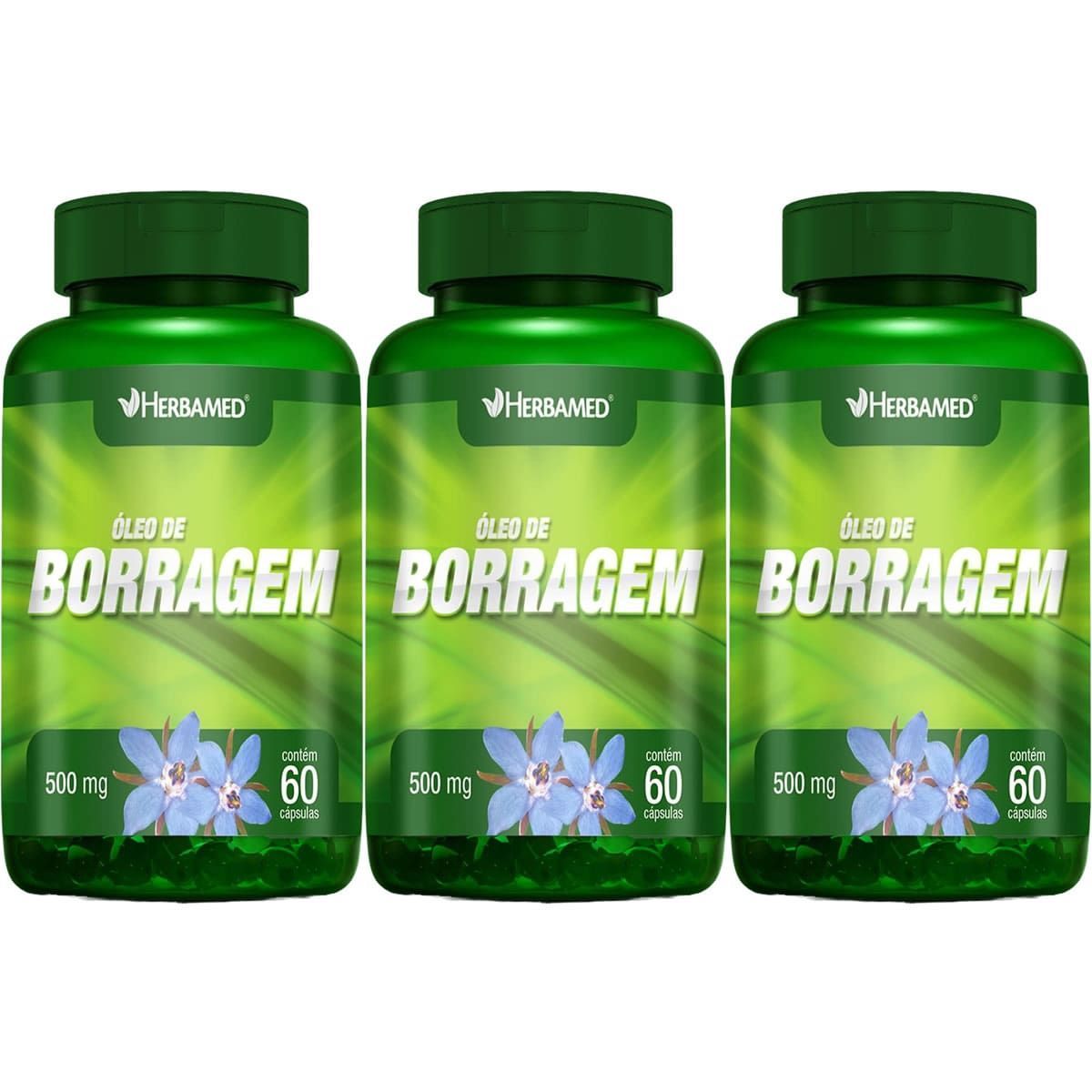 Kit 3X �leo de Borragem - 60 C�psulas - Herbamed