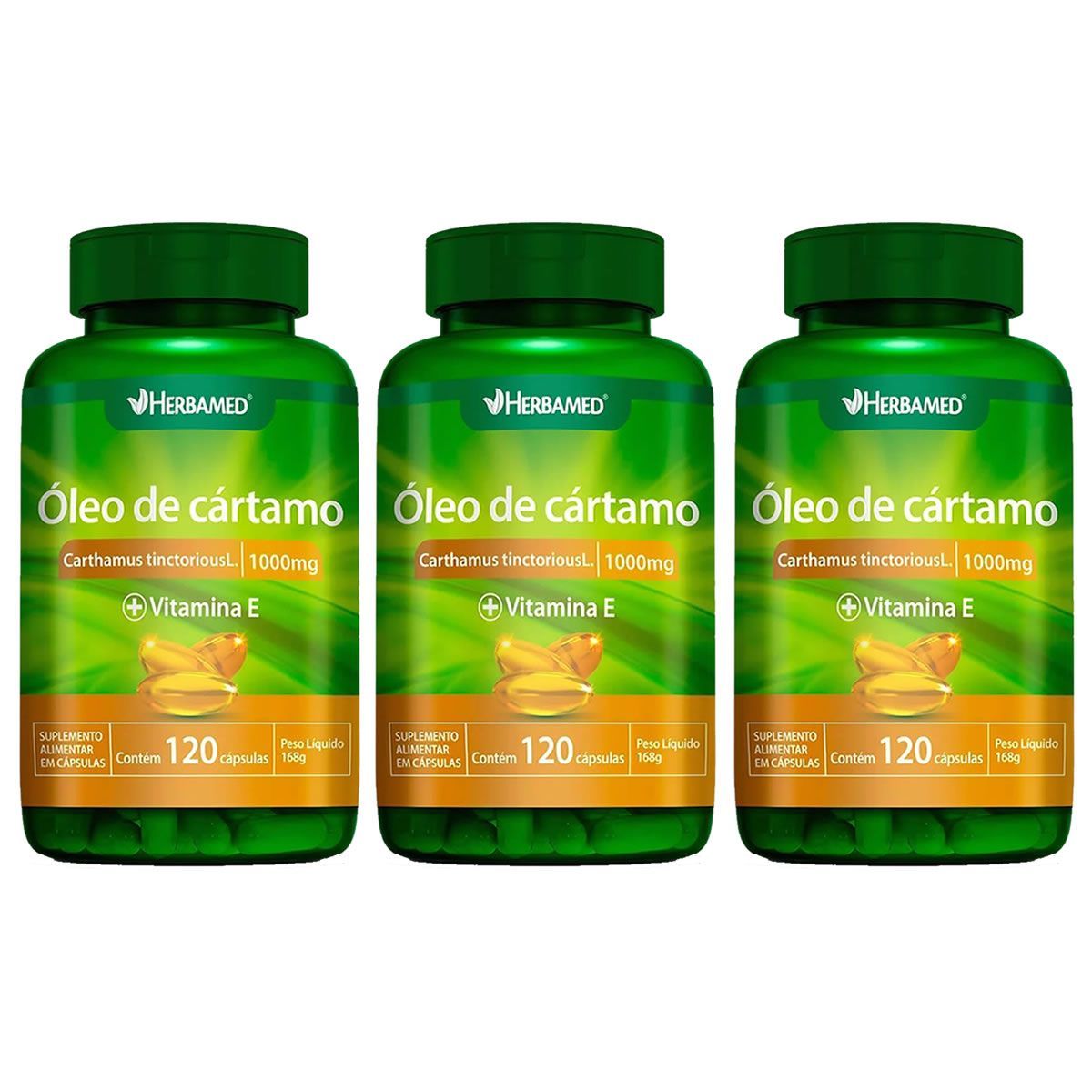 Kit 3X �leo de C�rtamo com Vitamina E -  120 C�psulas - Herbamed
