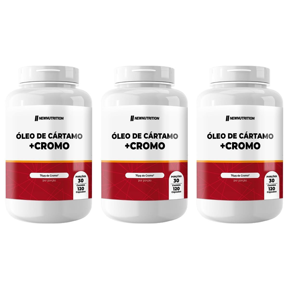 Kit 3X �leo de C�rtamo + Cromo - 120 C�psulas - NewNutrition