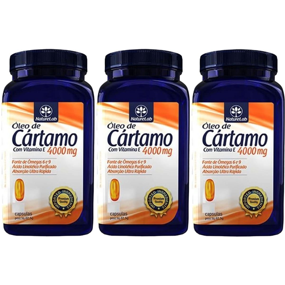 Kit 3X �leo de C�rtamo + Vitamina E 4000mg - 120 C�psulas - Naturelab