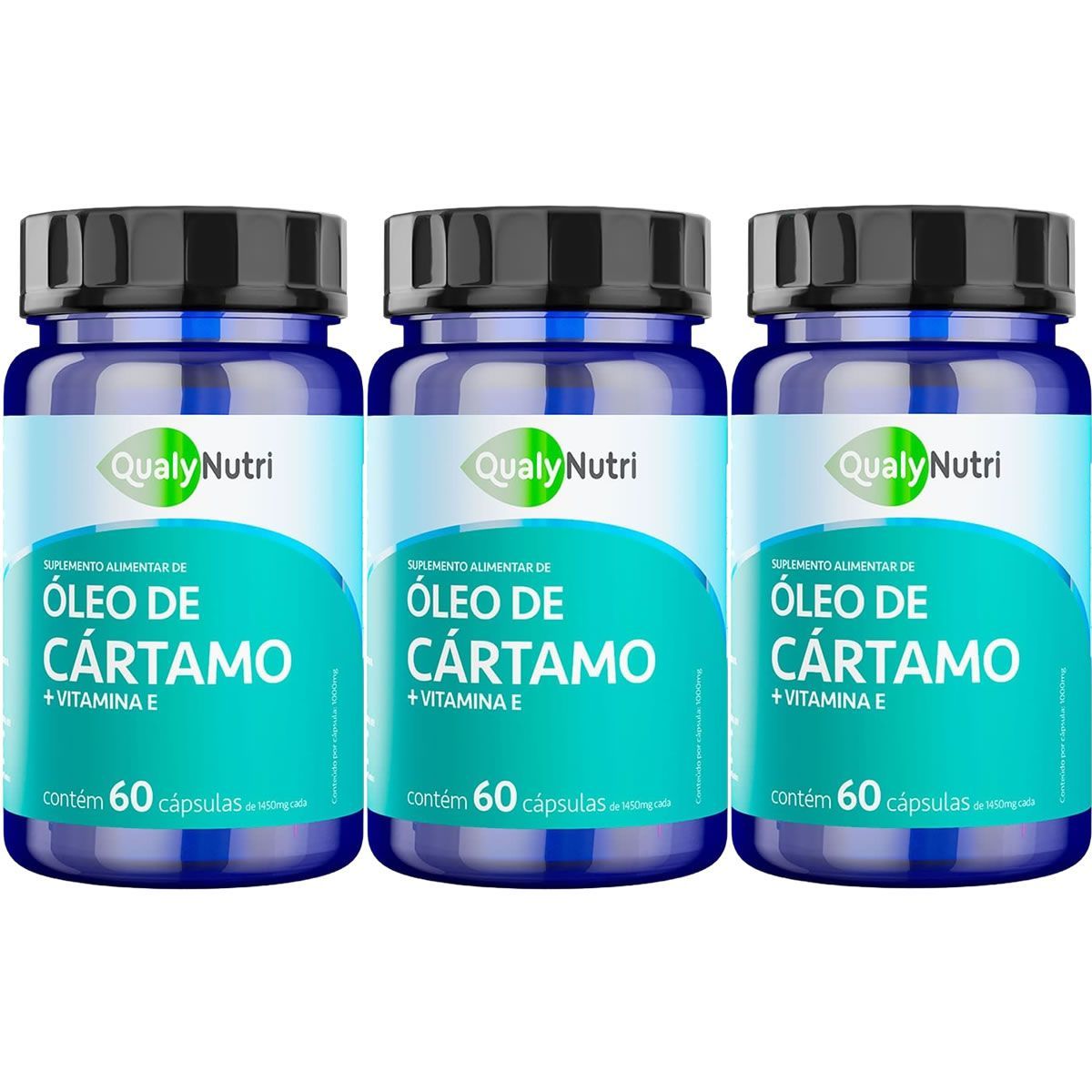 Kit 3X �leo de C�rtamo + Vitamina E - 60 C�psulas - QualyNutri