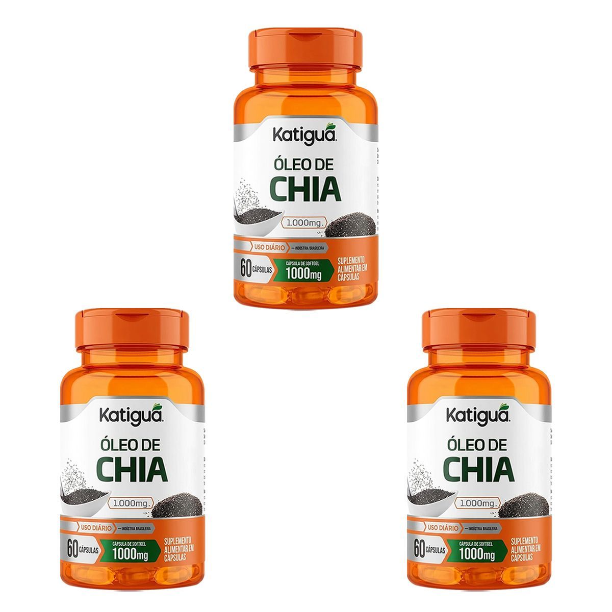 Kit 3X �leo de Chia - 60 C�psulas - Katigu�