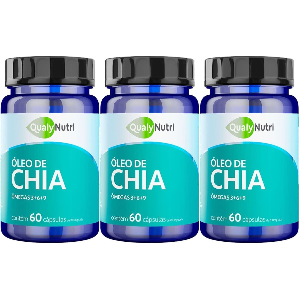 Kit 3X �leo de Chia - 60 C�psulas - QualyNutri