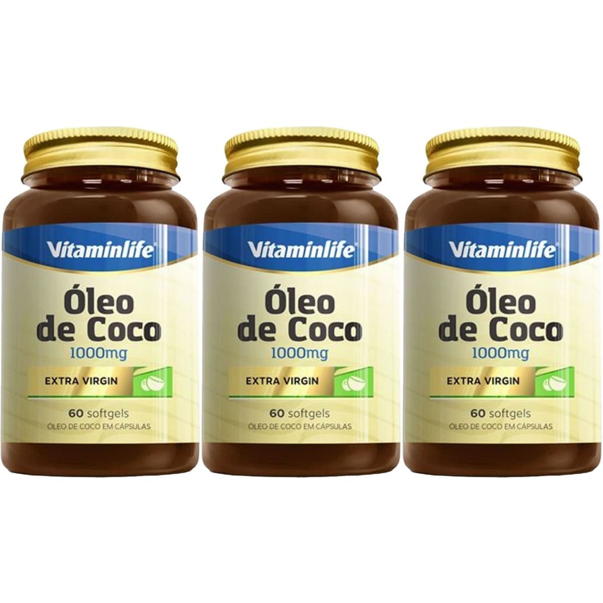 Kit 3X �leo de Coco 1000mg - 60 C�psulas - VitaminLife