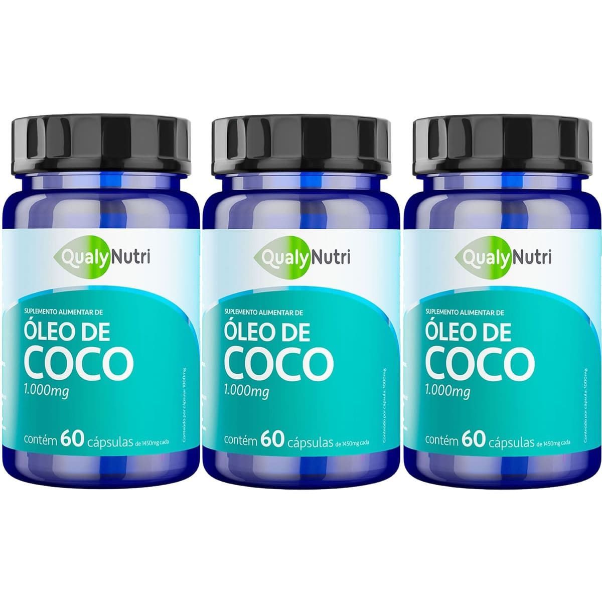 Kit 3X �leo de Coco - 60 C�psulas - QualyNutri