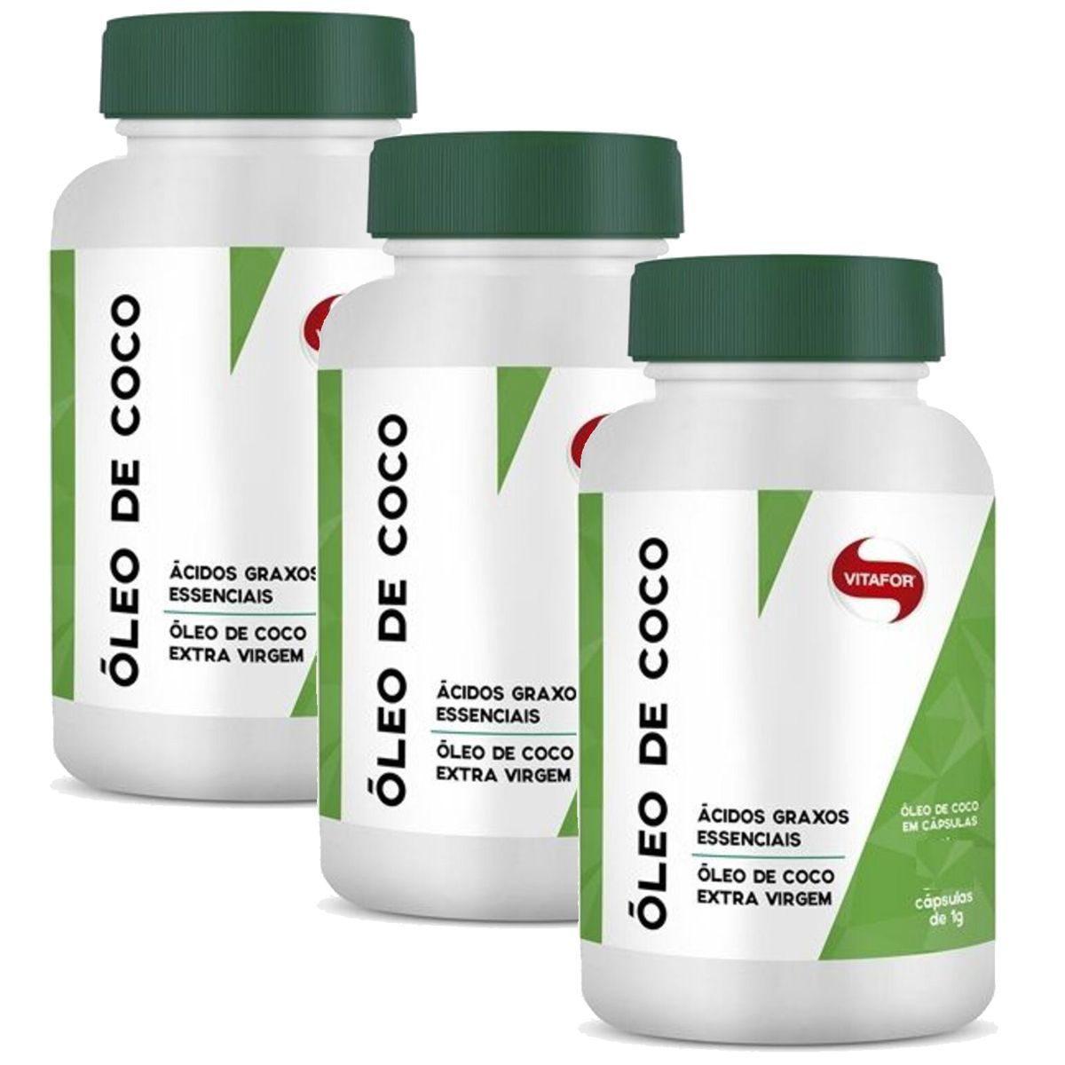 Kit 3X �leo de Coco Extravirgem - 60 C�psulas 1g - Vitafor