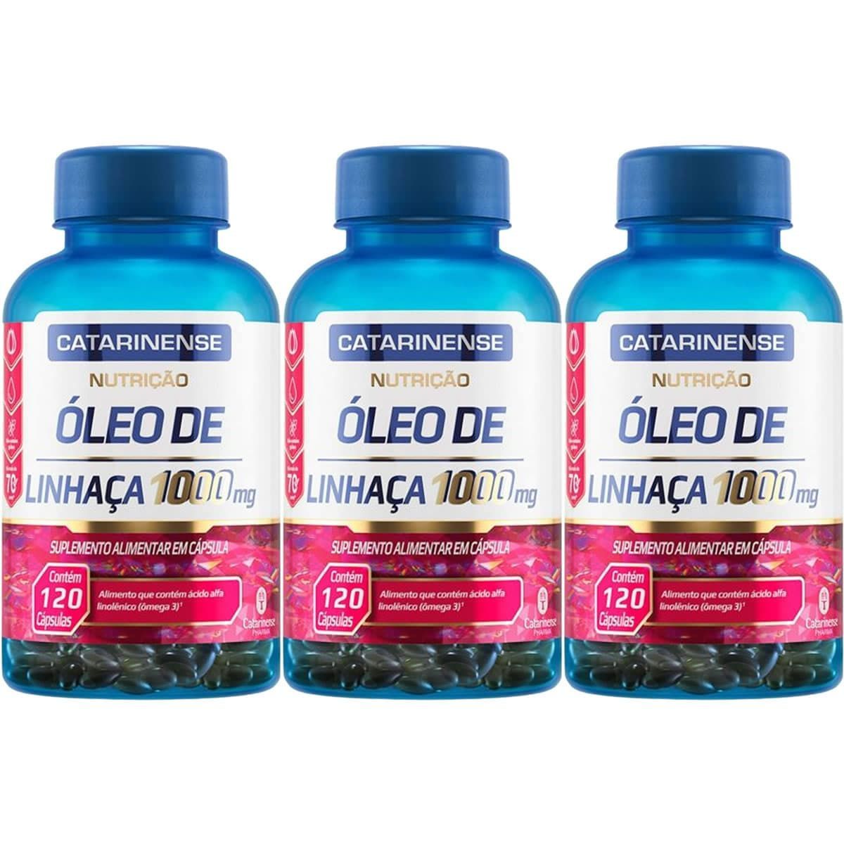 Kit 3X �leo de Linha�a - 120 C�psulas - Catarinense Nutri��o