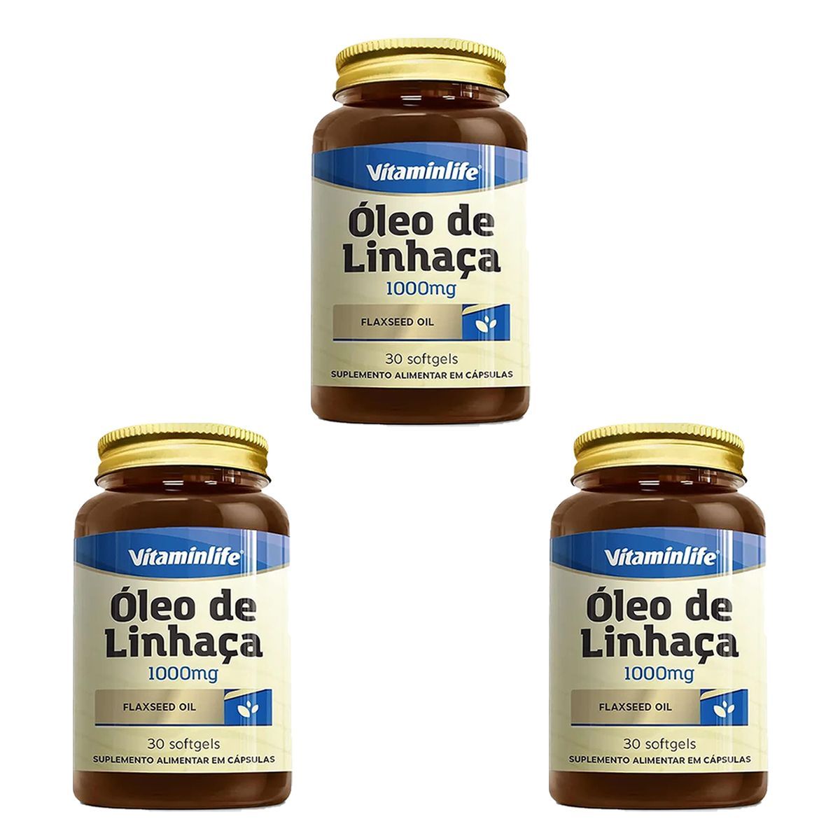 Kit 3X �leo de Linha�a - 30 Softgels - VitaminLife