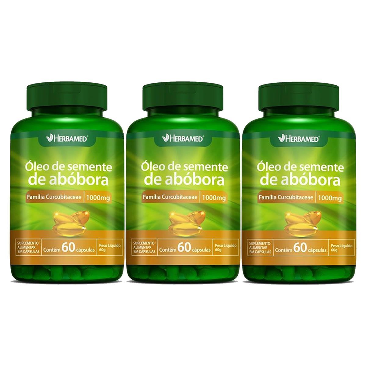 Kit 3X �leo de Semente de Ab�bora - 60 C�psulas - Herbamed