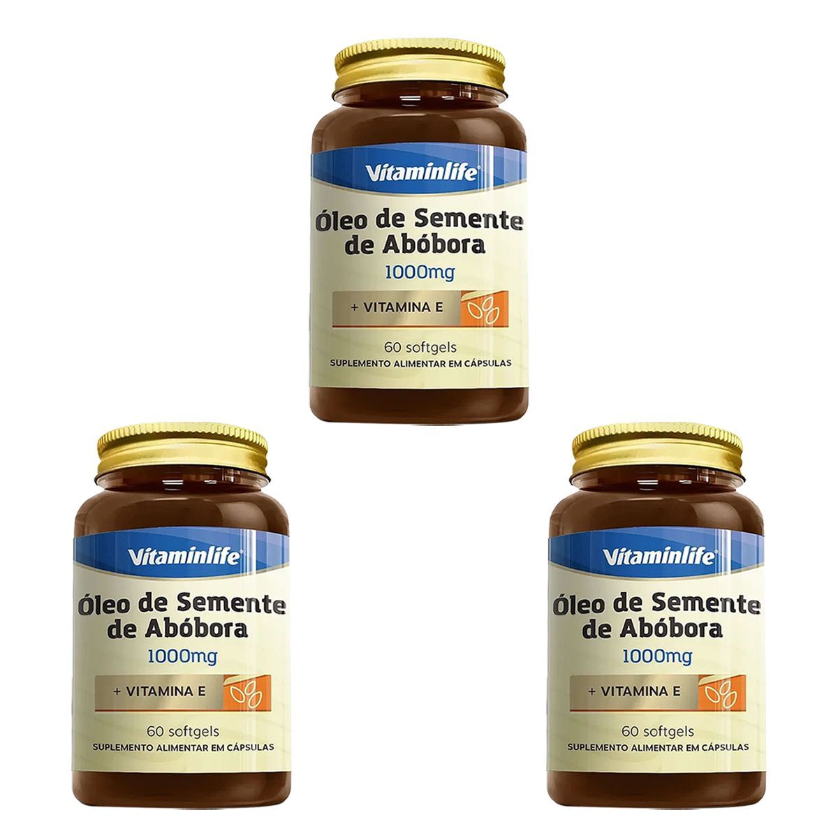 Kit 3X �leo de Semente de Ab�bora - 60 Softgels - VitaminLife