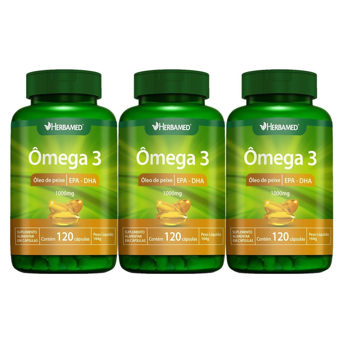 Kit 3X �mega 3 1000mg - 120 C�psulas - Herbamed