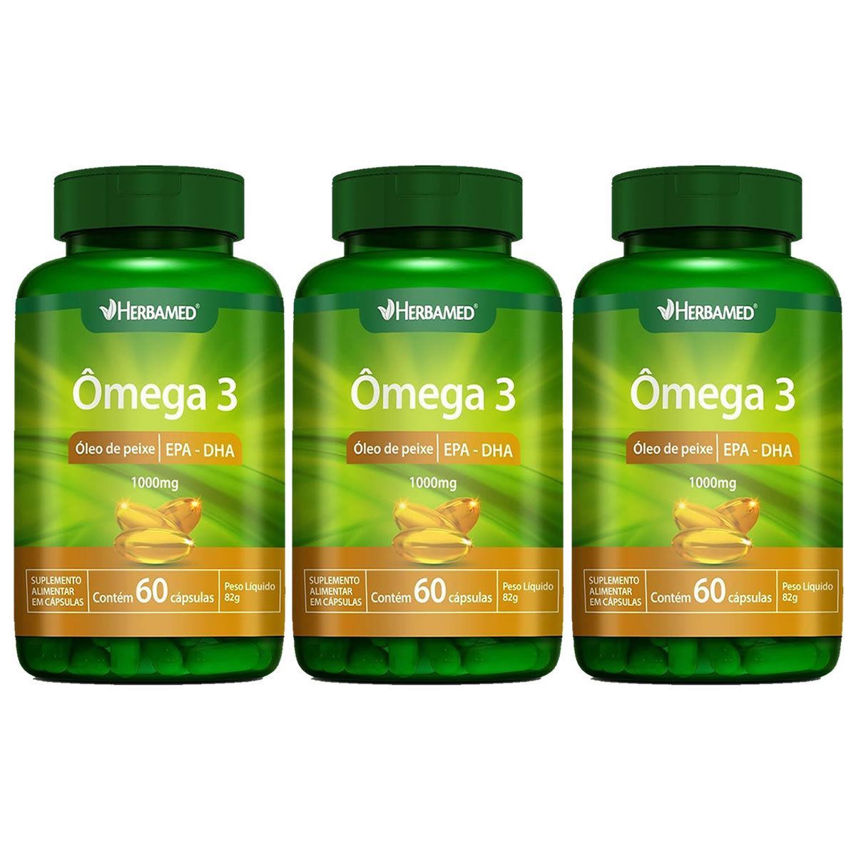 Kit 3X �mega 3 1000mg - 60 C�psulas - Herbamed