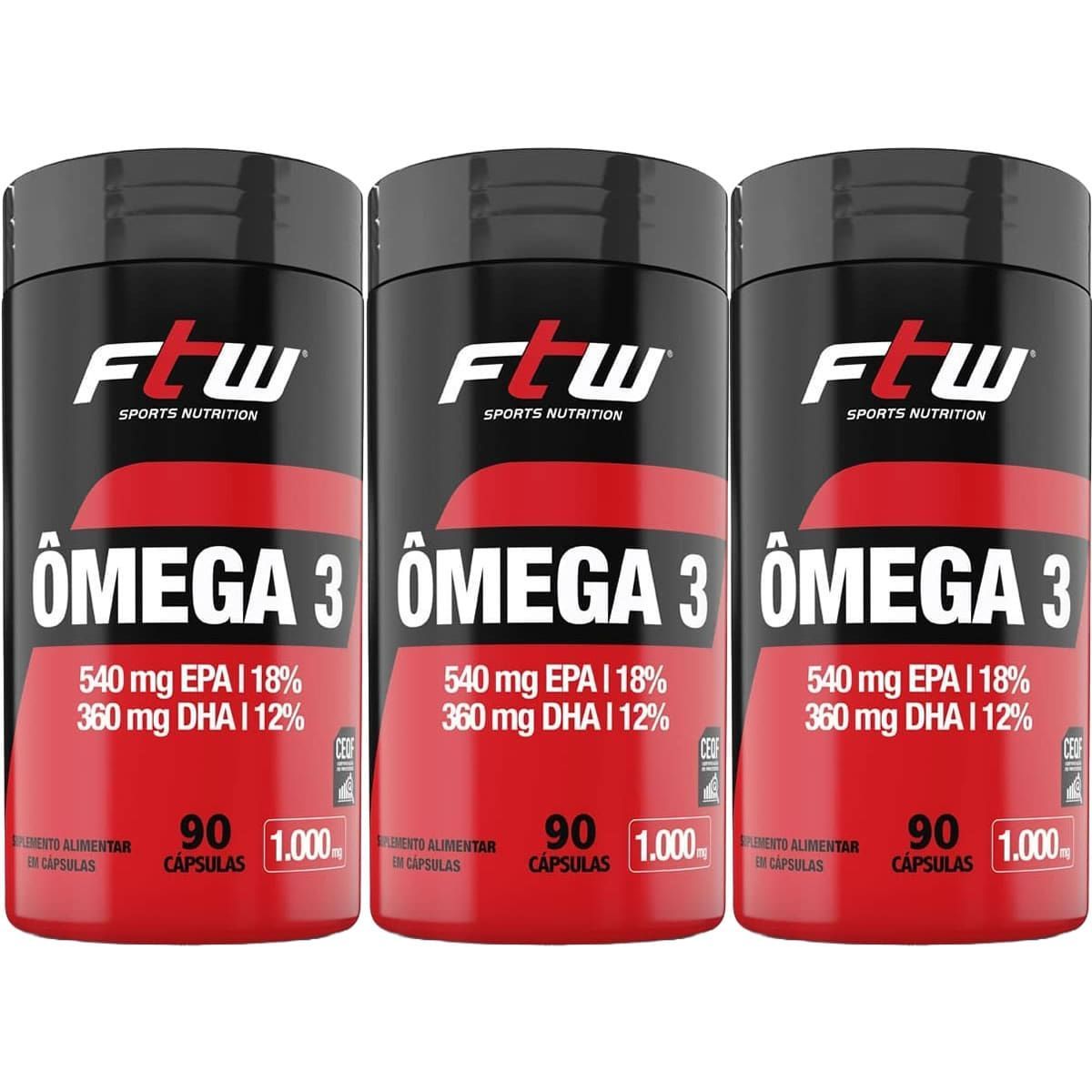 Kit 3X �mega 3 1000mg - 90 c�psulas - FTW
