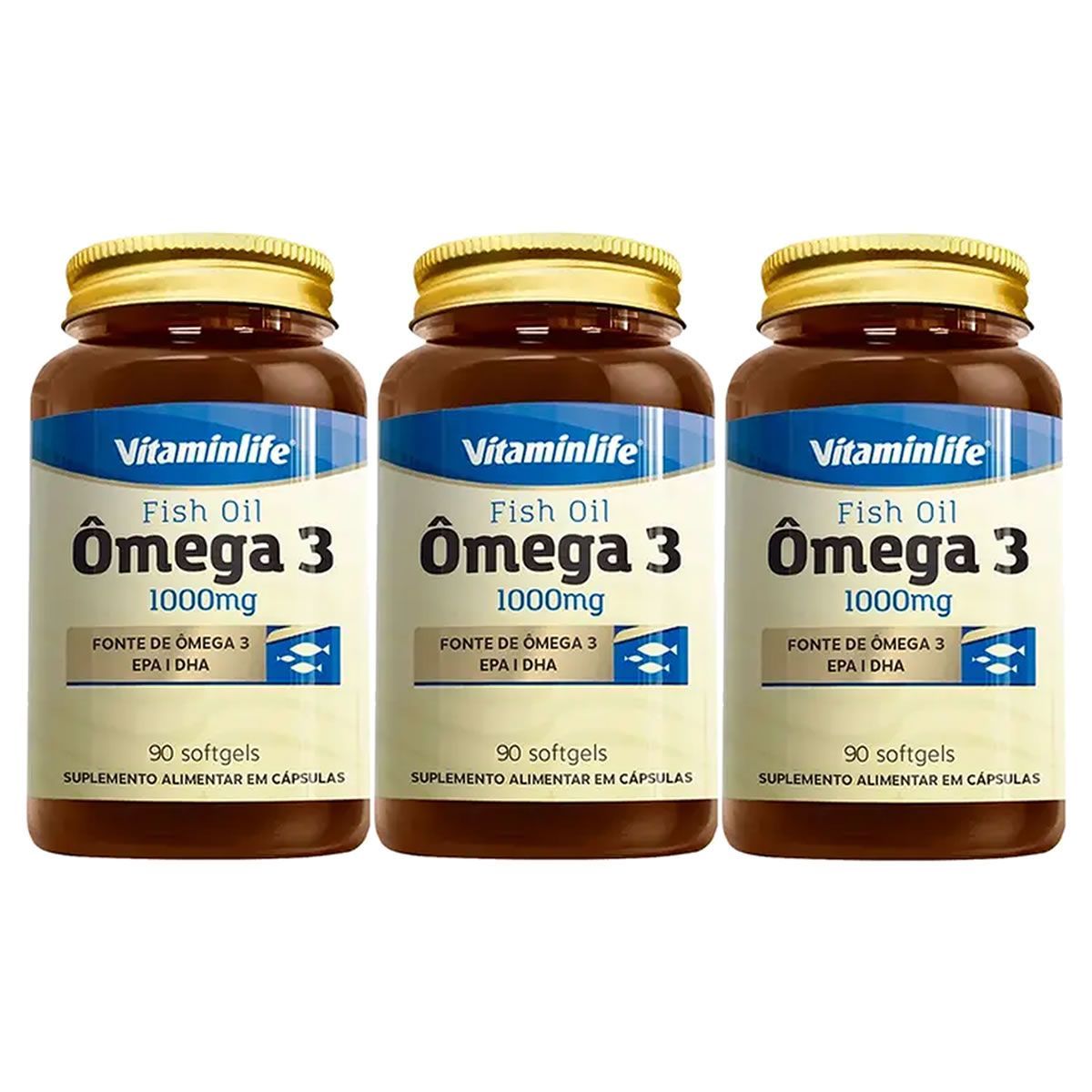 Kit 3X �mega 3 1000mg - 90 C�psulas - VitaminLife