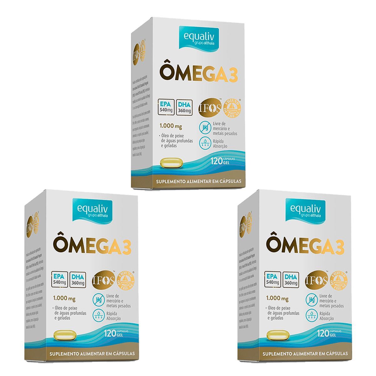 Kit 3X �mega 3 - 120 C�psulas - Equaliv