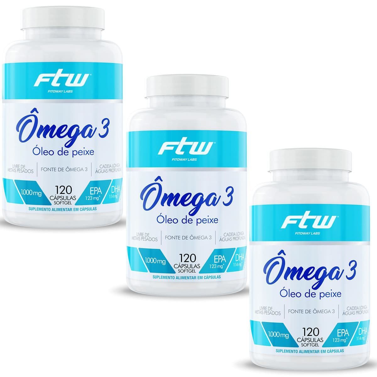 Kit 3X �mega 3 - 120 C�psulas - Fitoway