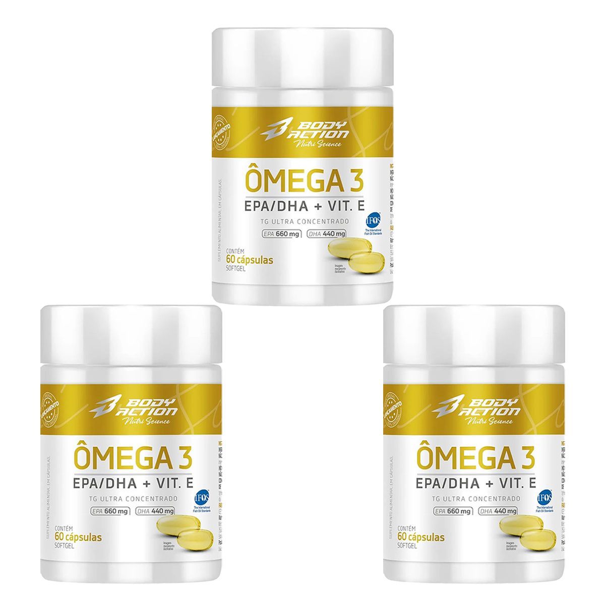 Kit 3X �mega 3 - 60 C�psulas - Body Action