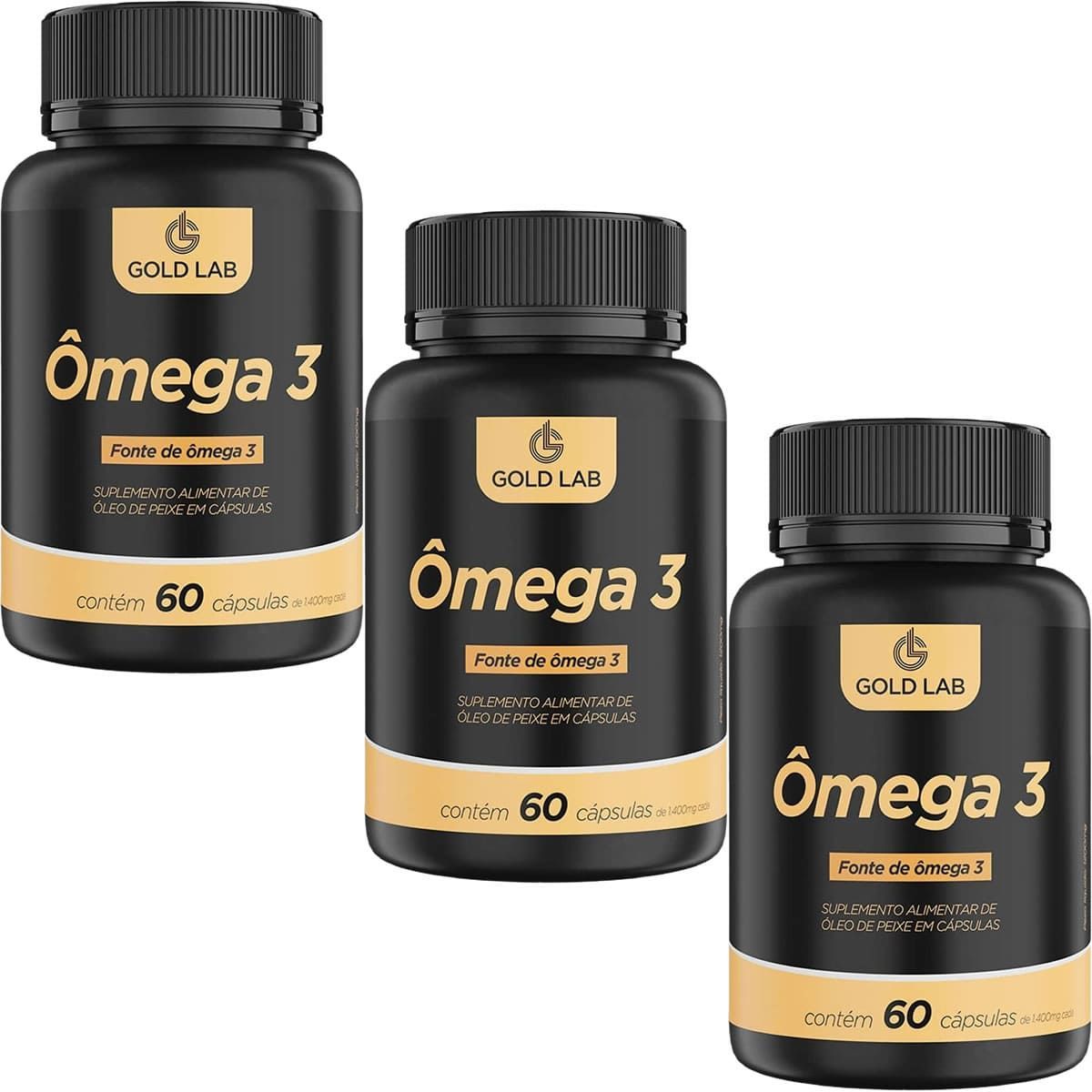 Kit 3X �mega 3 - 60 C�psulas - Gold Lab