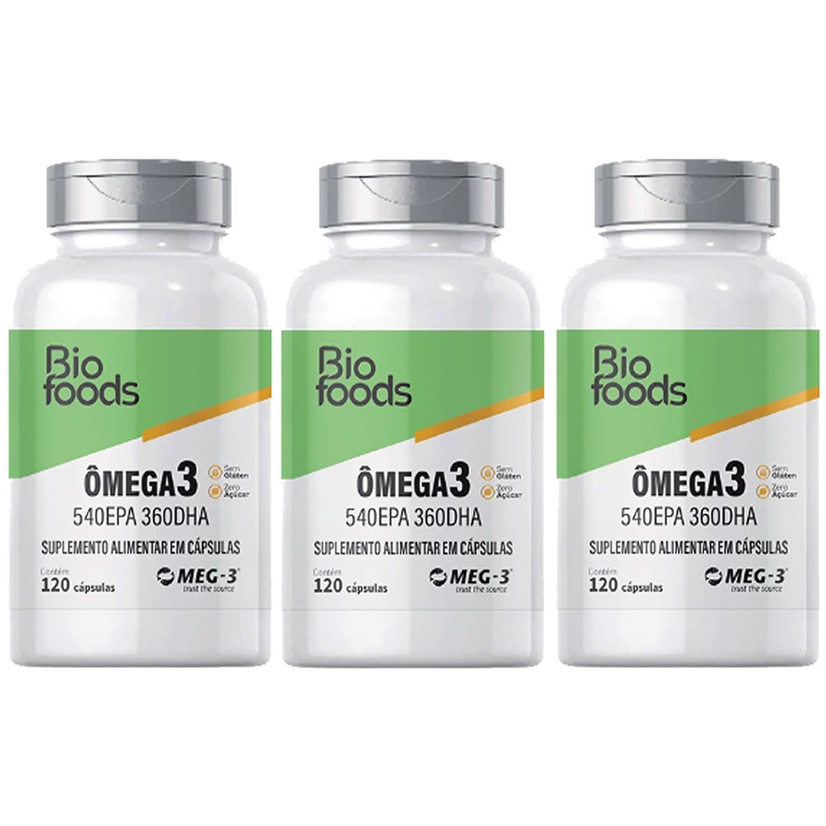 Kit 3X �mega 3 BioFoods - 120 C�psulas - Katigu�