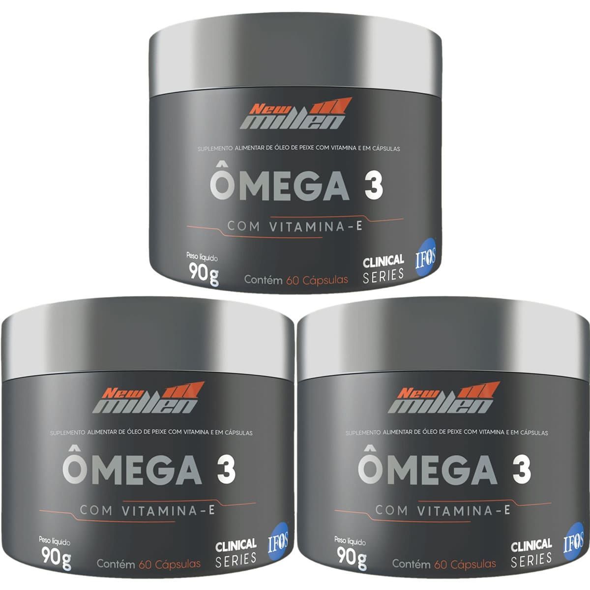 Kit 3X �mega 3 - Com Vitamina E - 60 C�psulas  - New Millen