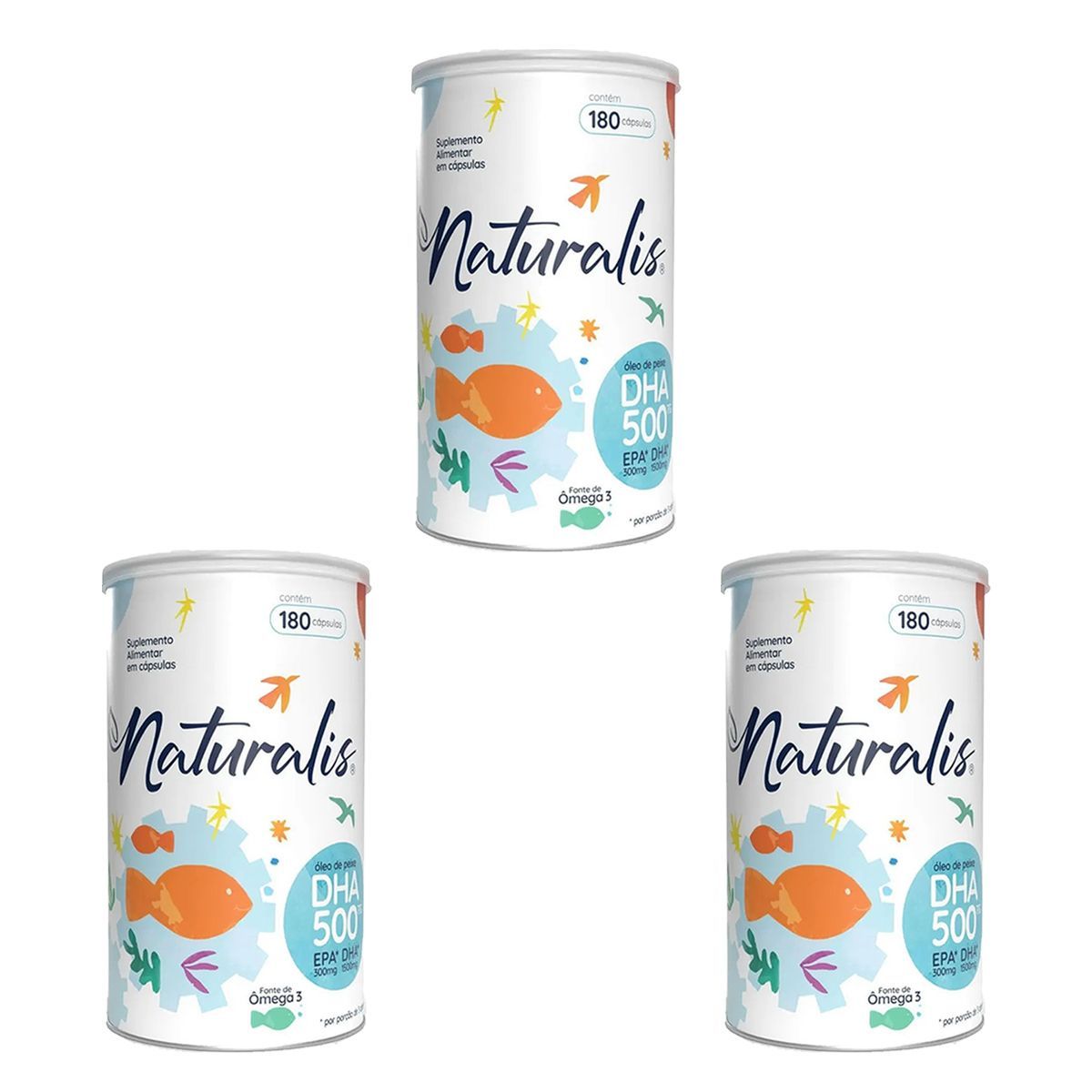 Kit 3X Omega 3 DHA 500 - 180 C�psulas - Naturalis