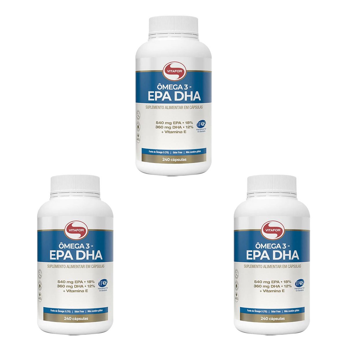 Kit 3X �mega 3 EPA DHA - 240 C�psulas 1g - Vitafor
