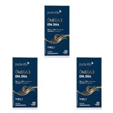Kit 3X Omega 3 EPA DHA Nova Composi��o - 120 C�psulas - Puravida