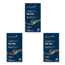 Kit 3X �mega 3 EPA DHA Nova Composi��o - 60 C�psulas Softgel - Puravida