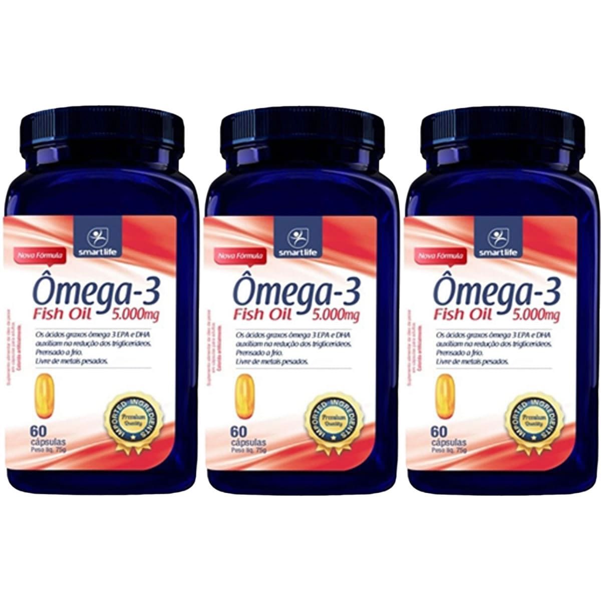 Kit 3X �mega-3 Fish Oil 5000mg - 60 C�psula - Naturelab