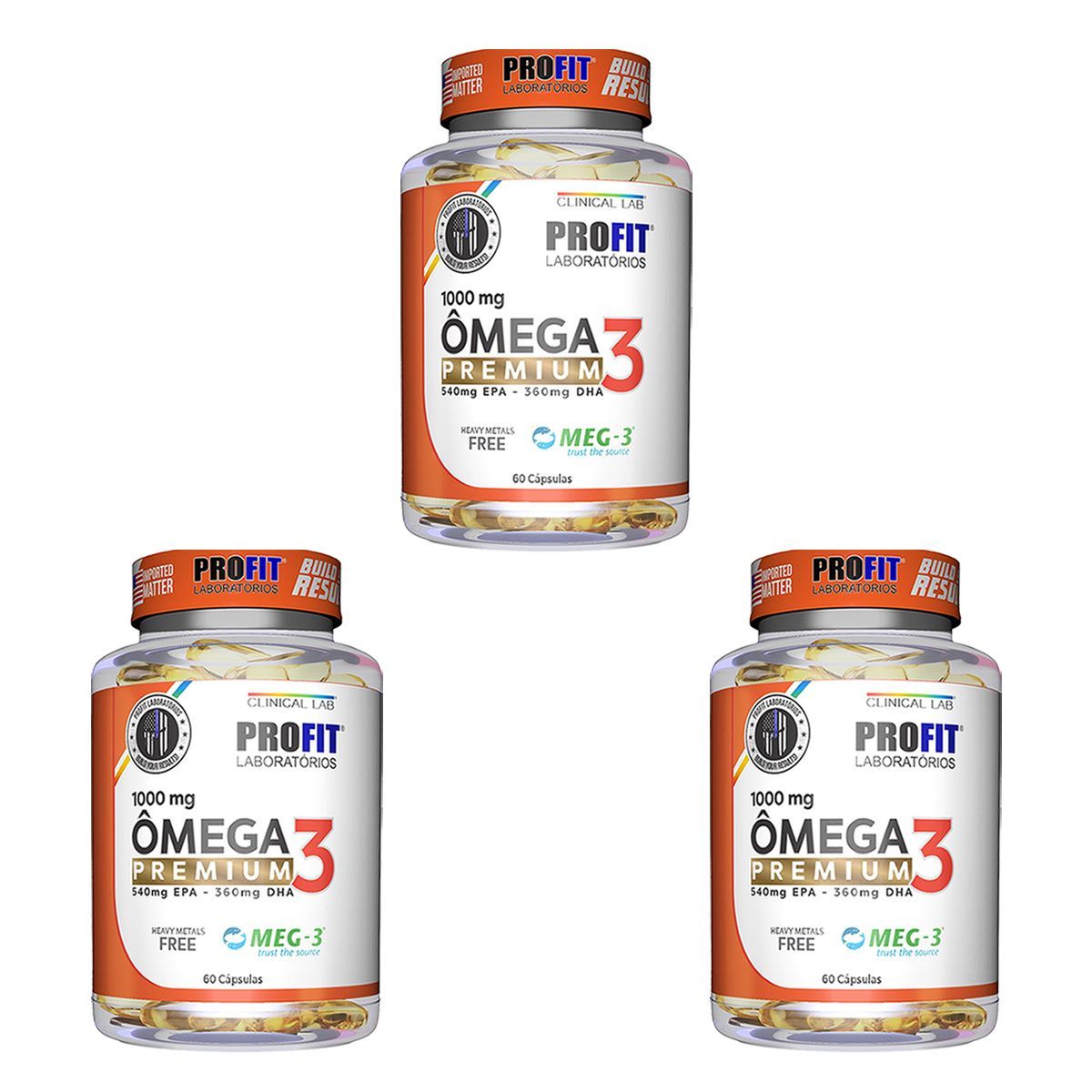 Kit 3X �mega 3 Premium Meg-3 - 60 C�psulas - Profit