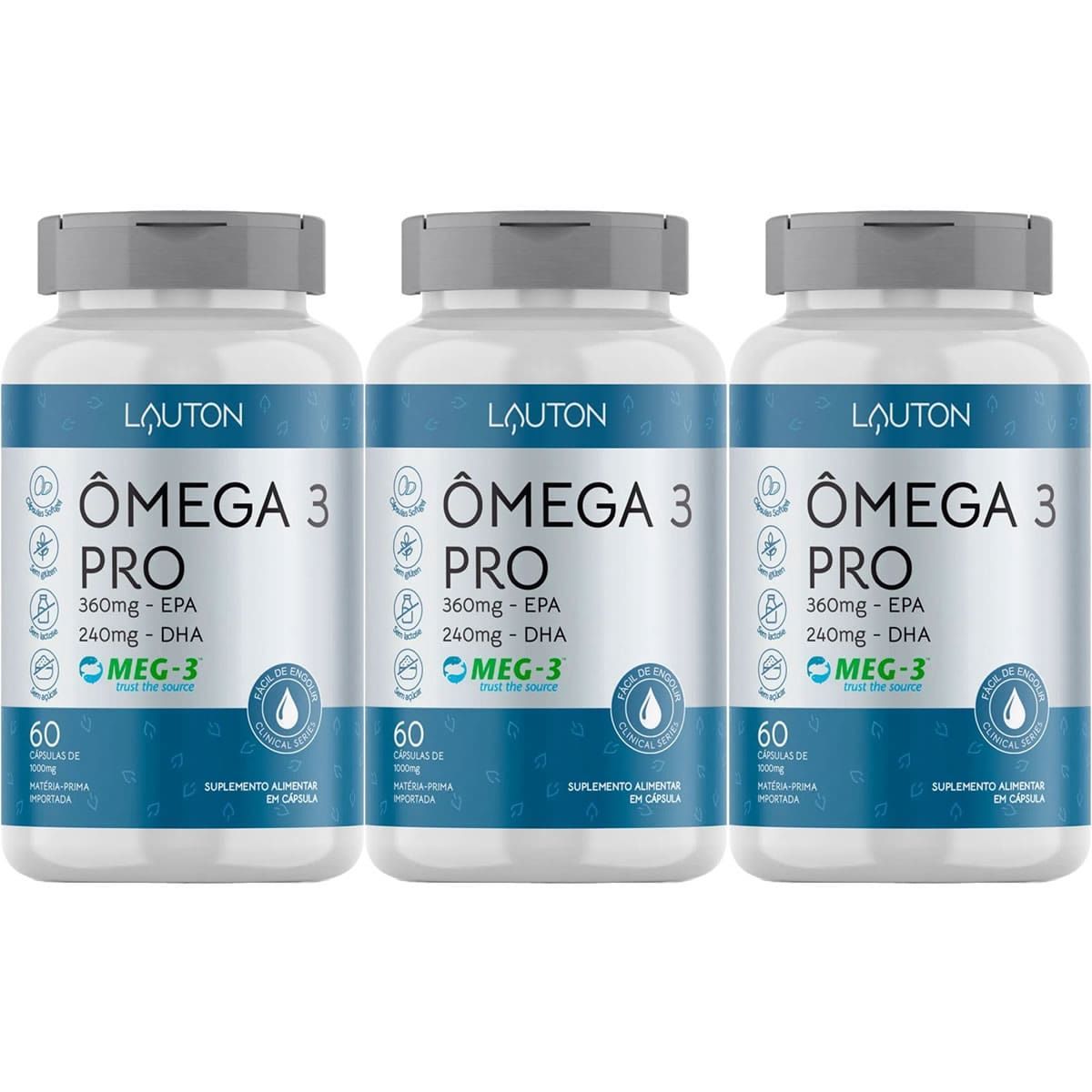 Kit 3X �mega 3 Pro - 60 C�psulas - Lauton Nutrition