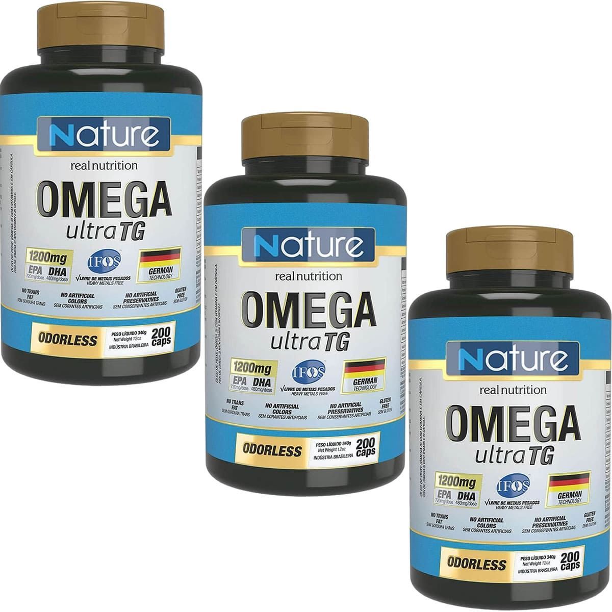 Kit 3X �mega 3 Ultra 1200mg - 200 C�psulas - Nature