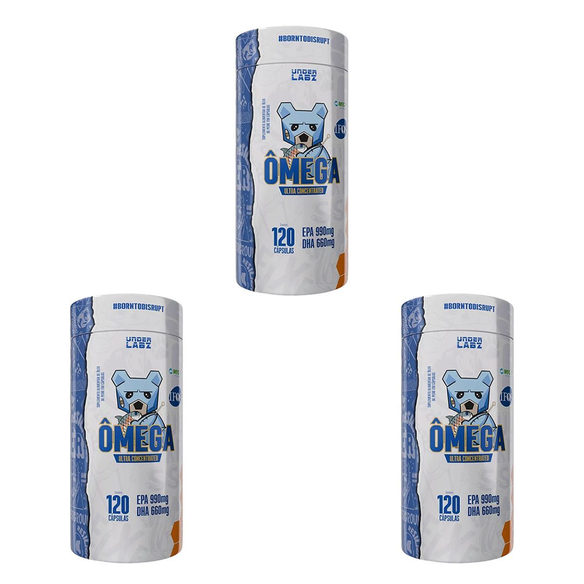Kit 3X �mega 3 Ultra Concentrado - 120 Sotfgels - Under Labz