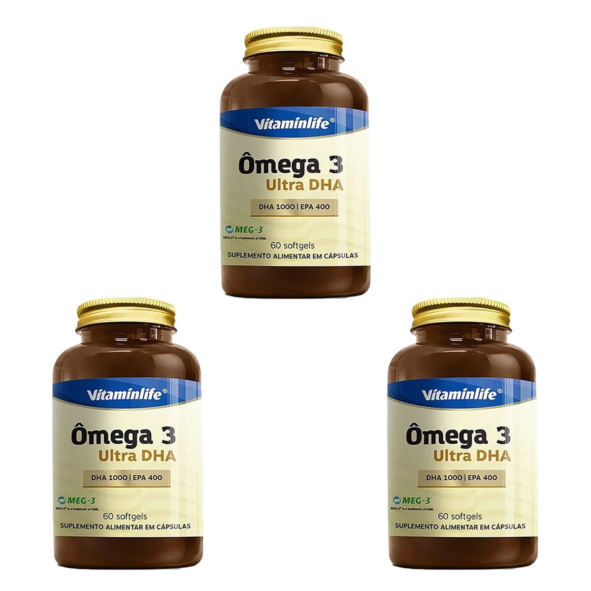 Kit 3X �mega 3 Ultra DHA - 60 Softgels - VitaminLife