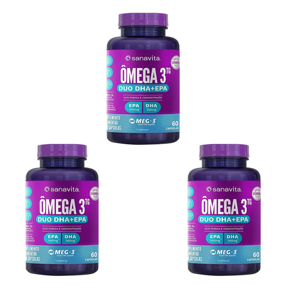 Kit 3X �mega 3TG Duo - 60 C�psulas - Sanavita