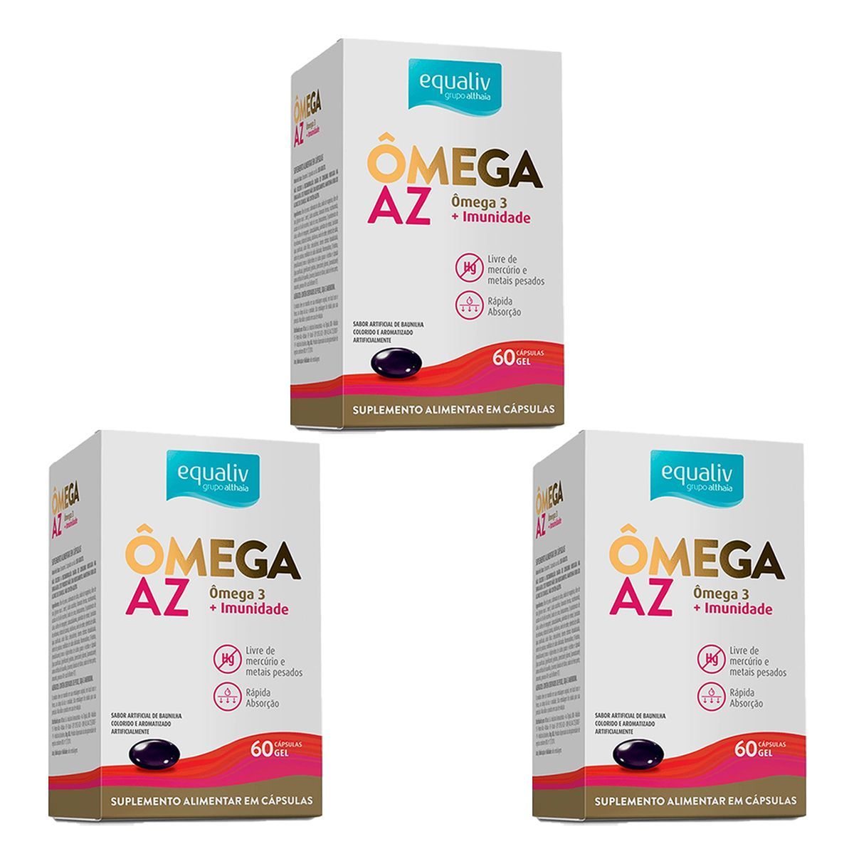 Kit 3X �mega Imunidade AZ - 60 C�psulas Gel - Equaliv