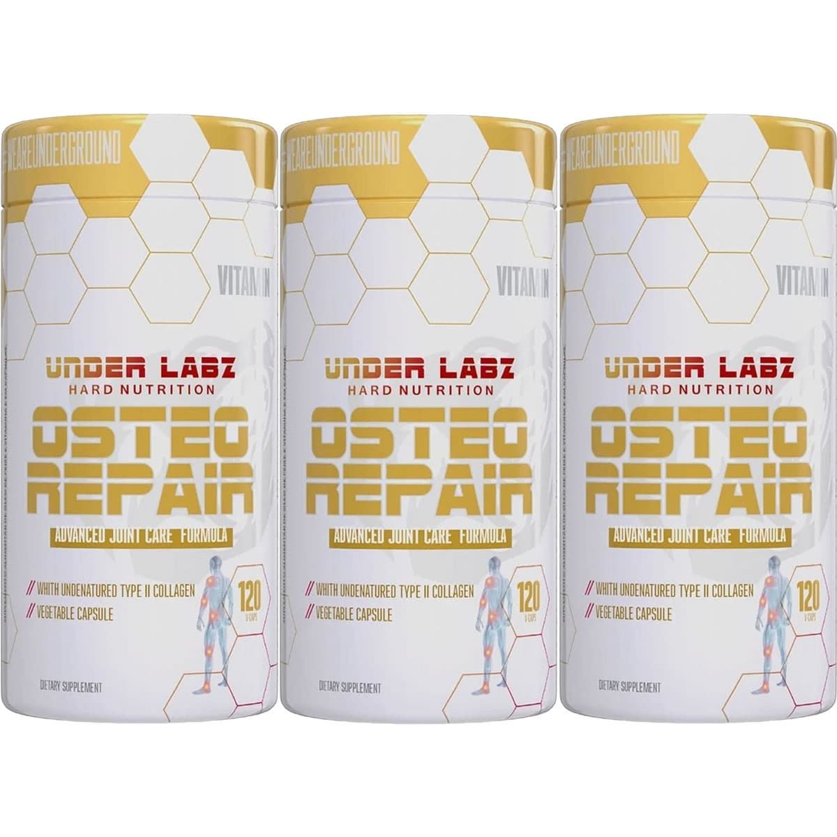 Kit 3X Osteo Repair Col�geno  Tipo II - 120 C�psulas - Under Labz