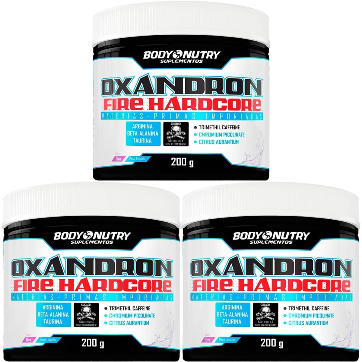 Kit 3X Oxandron Fire Hardcore - 200g Uva - BodyNutry