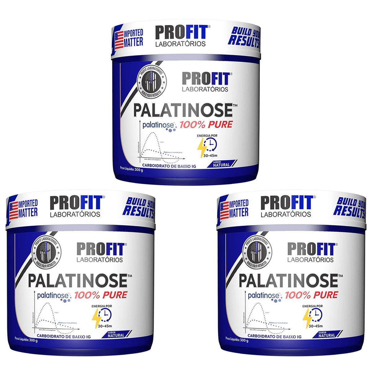 Kit 3X Palatinose 100% Pure - 300g Natural - ProFit