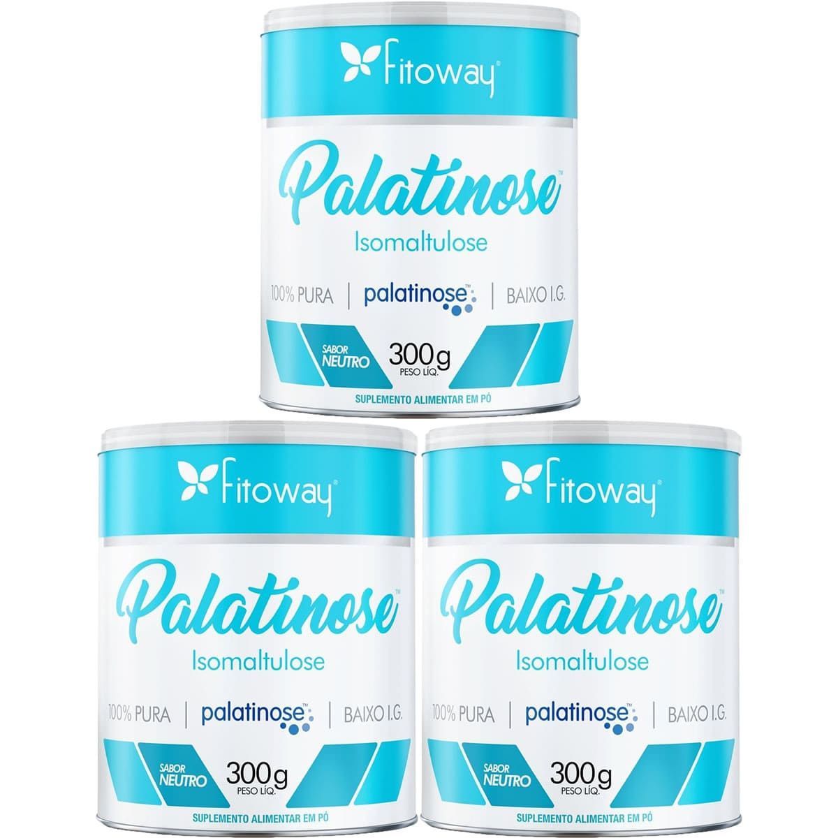 Kit 3X Palatinose Isomaltulose 100% Pura - 300g Neutro - Fitoway